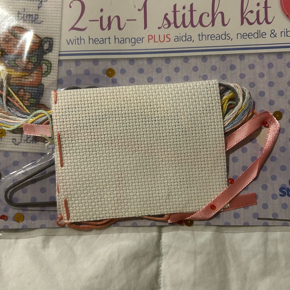 Cross Stitch Kit with Threads and Ribbon - Picture 3 of 3